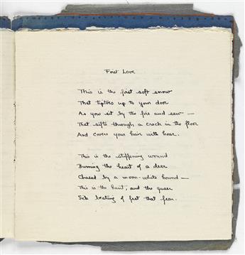 MAY SARTON (1912-1995)  Handmade book containing seven manuscript love poems.